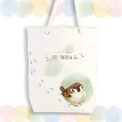 野生鳥球系列 - 迎春麻雀 原創插畫麻繩帆布手提袋