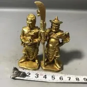 一站採購~合金銅關公神像銅坐春秋關公站關平周倉擺件武財神小號關聖帝君