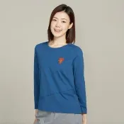 【YVONNE 以旺傢飾】出清品 熊大繡花長袖上衣-普魯士藍(LINE FRIENDS)