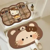 🔥升級加厚耐磨地毯墊🔥kitty組合裝浴室地墊耐磨吸水水晶絨入戶門玄關地毯卡通 可爱地毯  垫子