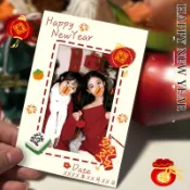 【客製化】賀卡 新年賀卡 拍立得卡片定製2026新年快樂英文小卡打印照片diy硬卡紙春節祝福語ins對摺明信片裝飾馬年相
