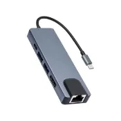 【ZA 喆安】5合1 Type-C HUB轉接集線器 支援USB-C to HDMI投影/PD充電/3.2/外接網卡 適用MacBook/手機/筆電