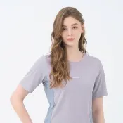 【GIORDANO 佐丹奴】女裝高彈力涼感拼接短袖上衣(78 夢幻紫)