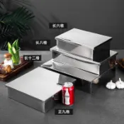 不鏽鋼帶耳方盤 帶蓋收納盒 燒烤自助餐盤 阿膠糕模具 蒸糕托盤 留樣盒