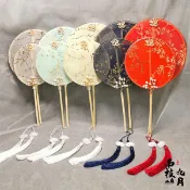 圓扇子 扇子古風【南枝九月】漢服扇子 古風團扇古風迷你團扇 舞蹈表演道具 跳舞扇 短柄 旗袍扇子長柄團扇 漢服配飾 媽祖