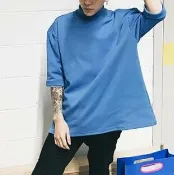 FINDSENSE服飾 FINDSENSE MD 韓國 潮 男 時尚 休閒 立領 寬鬆 五分袖 簡約純色素面 情侶款 短袖T恤 特色短T 素面T