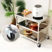 【Abis】客製商品-豪華升級版60X90CM三層圓角430不鏽鋼桌-附煞車輪/料理桌/工作桌/工作台/流理台(2尺X3尺)