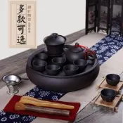 48h出貨丶特價純紫砂工夫茶具套裝 整套茶具陶瓷茶盤茶海茶船茶臺茶壺