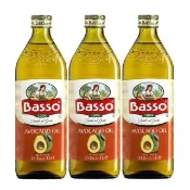 【BASSO 巴碩】義大利純天然酪梨油 1000ml x3瓶 超值組_cp(適合各式高溫料理)
