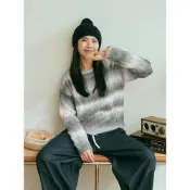 【OB嚴選】保暖麻花彩虹紗針織跳色漸層毛衣