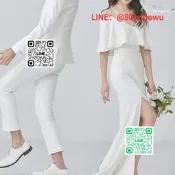 【賣【現貨免運22迎賓禮服簡約輕便遮粗手臂緞面白紗一字肩顯瘦旅拍輕婚紗魚尾