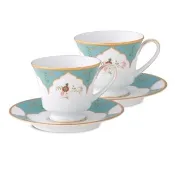 【NORITAKE】晨曦翠鳥金邊-咖啡對杯(精緻禮盒)