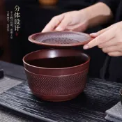 紫陶復古水盂 茶洗桌面茶渣分離 廢水缸 家用粗陶過濾 茶水跳刀 茶渣缸 柴燒蓄水壺承