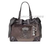 美國現貨《Juicy Couture》美國潮牌 水鑽皇冠 水鑽吊飾 大蝴蝶結束帶 手提 肩揹 托特包【one size】附正品防塵袋