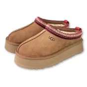 現貨 UGG Tazz 民族風厚底低筒雪靴 栗子棕 女 1174471 真皮羊毛一體短靴 保暖加絨休閒靴 防潑水低幫雪地靴 一腳蹬穆勒鞋1122553