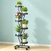 禾日優品 落地多層鐵藝花盆架 多層花架 花盆架 盆栽架 3層款 多層收納 透氣不積水 萬向輪 預購15天