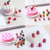 熱賣 烘焙蛋糕模具 葉子藍莓和桑葚樹莓草莓形狀馬卡龍矽膠模具矽膠模果凍模diy迷你水果手作巧克力慕斯蛋糕翻糖模