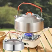【戶外野營】304不鏽鋼露營煮水壺1000ml(食品級 便攜 電磁爐 高山爐 泡茶 燒水壺 開水壺 平底 露營 旅行)