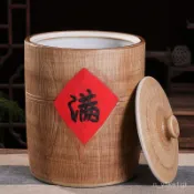 免運秒殺🔥陶瓷米甕 陶瓷米缸 景德鎮陶瓷米缸家用密封帶蓋10斤20斤裝防潮防蟲缸茶餅罐水缸 米桶 米箱 儲米桶 聚寶盆
