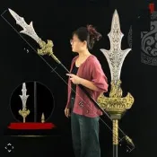 黑神話遊戲周邊悟空PU兵器大號1:1楊戩三尖兩刃   COS道具