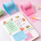 MIKA STORE ▏ 創意捲紙式便籤便利貼套裝 附膠帶座底座 學生彩色記事標記隨心貼文具