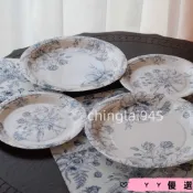 台灣出貨 一次性餐具👉一次性中式紙盤 青花瓷露營野餐盤子 燒烤盤 水果盤 甜品盤 kty蛋糕盤 生日蛋糕盤 戶外團建餐