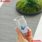 【小新茶具】手繪蝶舞陶瓷聞香杯品茗杯功夫茶具茶杯家用主人杯單杯泡茶個人杯