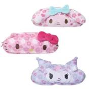 小禮堂 Sanrio 三麗鷗 絨毛大臉拉鍊筆袋 (櫻花款) Kitty 美樂蒂 酷洛米