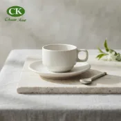 【CK全國瓷器】咖啡杯系列 可疊咖啡杯盤 140mL 190mL 可疊咖啡杯 陶瓷咖啡杯 咖啡盤 雪白咖啡杯