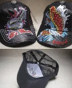 網帽╭☆°安可小舖＊ed hardy 老虎/鯉魚燙鑽刺繡時尚潮流男女網帽棒球帽鴨舌帽造型帽子