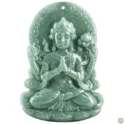 【現貨可票天然貨翡翠豆種四臂觀音掛件玉石蓮花墜玉佩南是尚宋禮項鏈是路添是集權抬罪得網