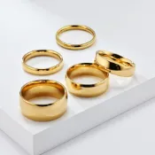 獨家 316鋼不退色 仿黃金戒指 仿純金9999 結婚戒指 玫瑰金戒指 尾戒 千足金 鍍金 亮面 情侶對戒 18K金