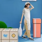 【Dailo】洞洞編織側開衩長版無袖針織背心(白 杏 灰/魅力商品)