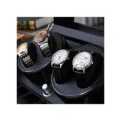 (店+)新升級LED消磁燈．全自動上鍊鋼琴烤漆+碳纖維紋4+6位旋鈕款 自動上鏈盒 機械錶收納盒收藏盒