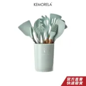 KEMORELA 綠色耐熱矽膠鍋鏟 廚房烹飪廚具 耐熱湯勺不黏鍋鏟子食物夾 鍋鏟 打蛋器 烘培工具 湯勺 鏟勺 煎鏟