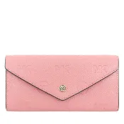 【美麗小舖】MICHAEL KORS 珊瑚粉 MK壓印荔枝紋真皮 長夾 發財包 皮夾 掀蓋長夾~M87040