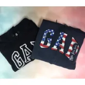 『小蘑菇日本走跳～購』現貨 日本 Gap 女 黑 藍國旗 經典配色 刷毛 連帽 外套