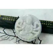 [Disk水晶][避邪護身]老坑冰糯紫羅蘭飄陽綠翡翠千手觀音鐲心雕墜GH-16(高49寬49厚11mm重51克)