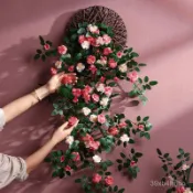 ⭐可統編+免運⭐仿真薔薇花壁掛裝飾綠植陽臺墻麵掛件遮醜壁飾創意立體高檔
