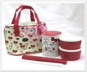 【買動漫】小花花日本精品♥Hello Kitty 不鏽鋼 便當盒 保溫 餐盒 筷子 附提袋 便當袋 熱氣球 57017402