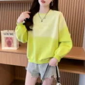 胖胖美依 上衣 連帽T 長袖上衣M-XL漸變色薄款學院風衛衣TCF02-N8623.