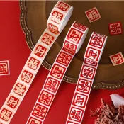 野事選物 ◆ 台灣現貨 ◆ 捲裝中式祝福文字貼紙(500貼/捲) 封口貼 包裝貼紙 烘焙貼紙 春節禮盒 中秋禮盒