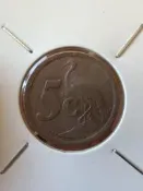 南非1992粘5分銅幣，國徽和南非國鳥藍鵲，實物拍攝，壹物壹圖，微距拍攝，渴放大瞰榀箱細節，能拍就有貨，世界全品錢幣，