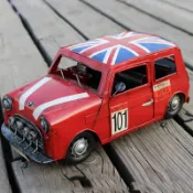 協貿國際日用品生活1館 復古迷你車模國旗版mini cooper鐵藝汽車模型 鐵皮裝飾家居擺件