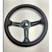 台灣現貨  類NARDI  ND  真皮方向盤 350MM 真皮 小凹 黑骨架 此款喇叭蓋有改快拆沒辦法裝,請注意