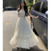 【顯瘦出片必備】海邊度假裙 大裙擺 法式超仙洋裝 性感吊帶連衣裙 新款高級顯瘦百搭沙灘長裙 海邊洋裝 渡假洋裝 渡假風洋