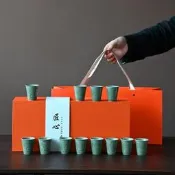 雅集嚴選 陶瓷茶具 紅嶽越窯青瓷影雕十二生肖茶杯 陶瓷主人杯 高檔茶具 聞香杯 品茗杯