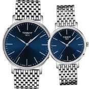 TISSOT 天梭 官方授權 EVERYTIME 經典簡約時尚對錶-T1434101104100+T1432101104100 聖誕節 禮物
