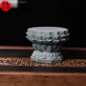 青砂石蓮花底座加高石頭座手工藝品客廳禪意茶室魚缸造景別墅擺件