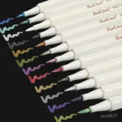 夏季新品✨珠光12色油漆筆金屬筆馬克筆彩色軟頭筆毛筆DIY相冊照片柔繪軟筆